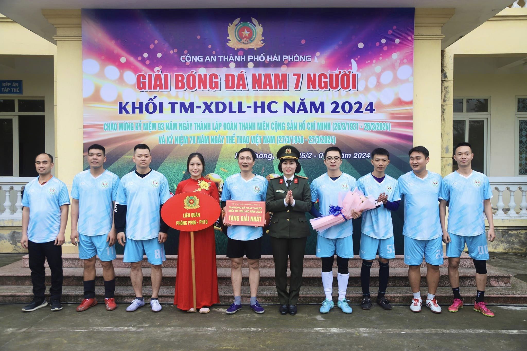 Liên quân Bệnh viện CATP và Phòng Hậu cần giành giải nhất Giải bóng đá nam 7 người Khối Tham mưu - Xây dựng lực lượng - Hậu cần